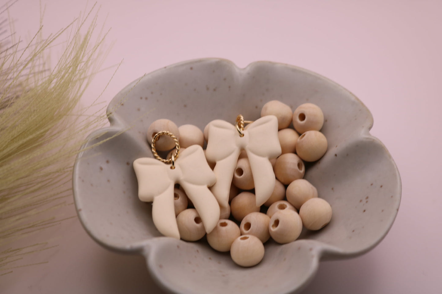 Large Bow Polymer clay 14k Gold plated