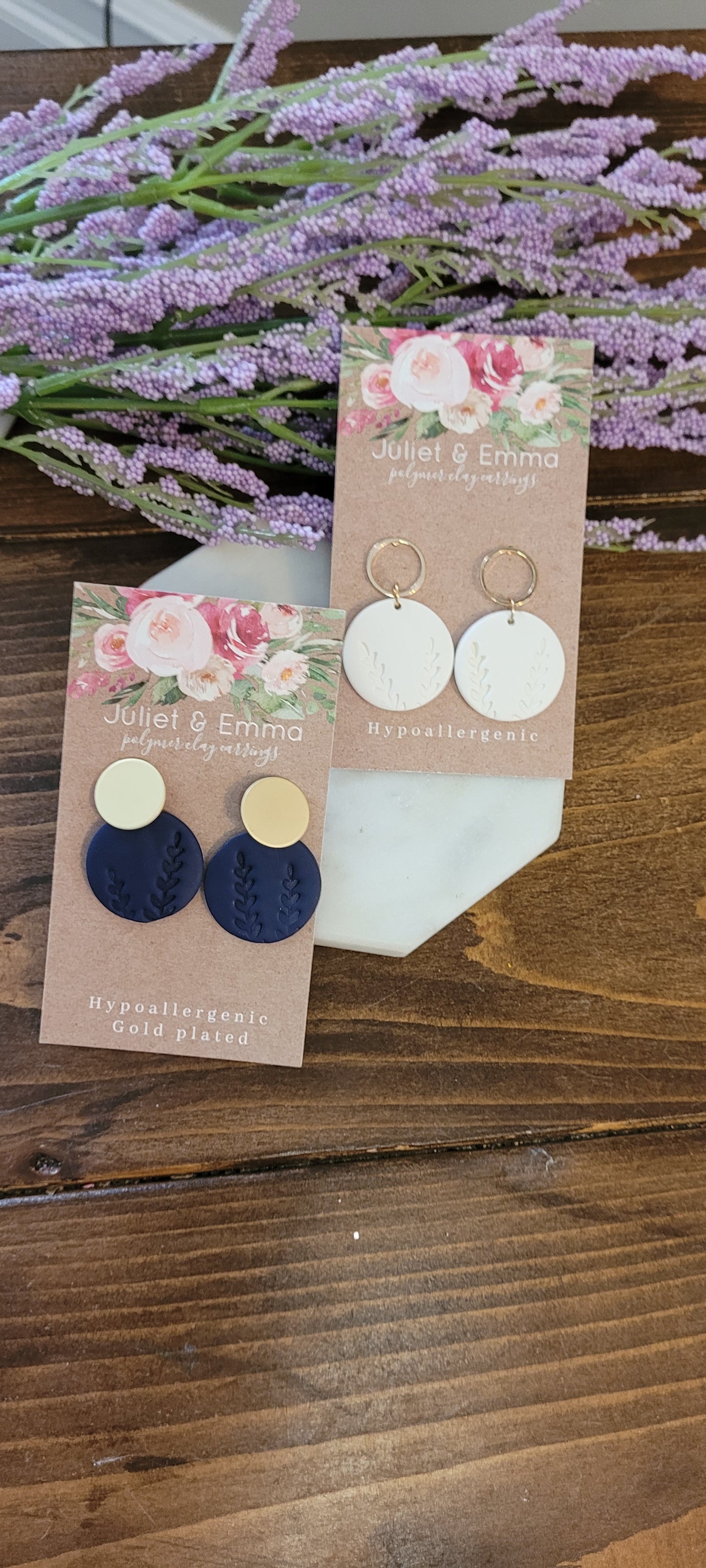 Circle Dangle with Fern Embossing- 18k Gold Plated