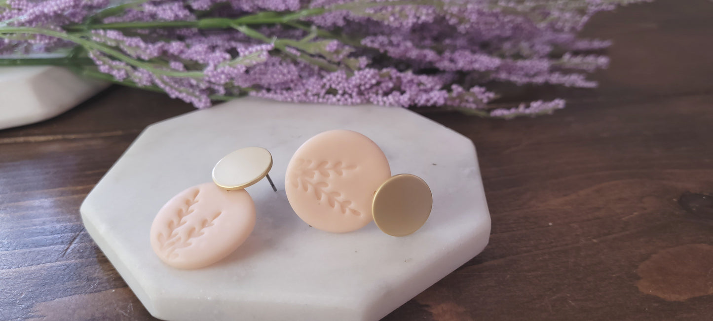 Circle Dangle with Fern Embossing- 18k Gold Plated