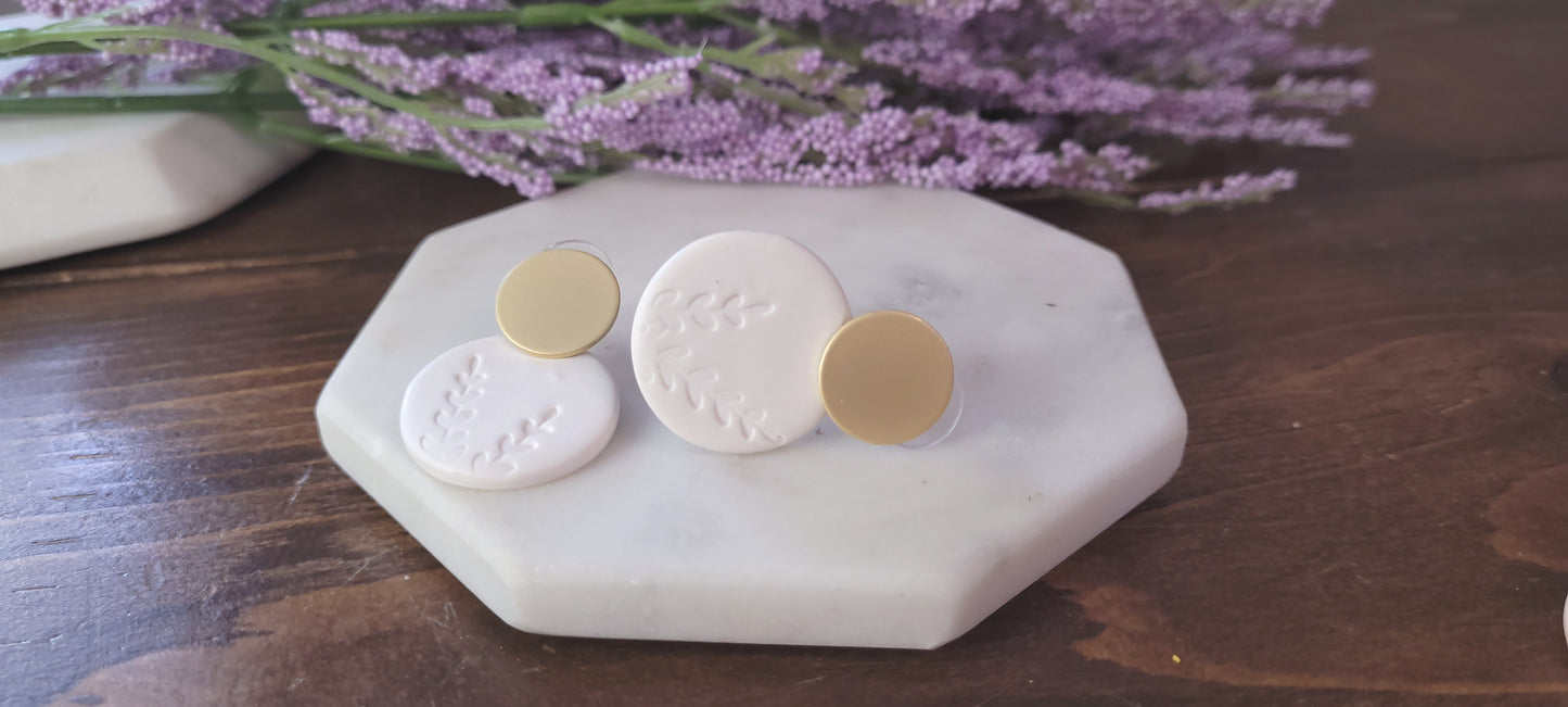 Circle Dangle with Fern Embossing- 18k Gold Plated