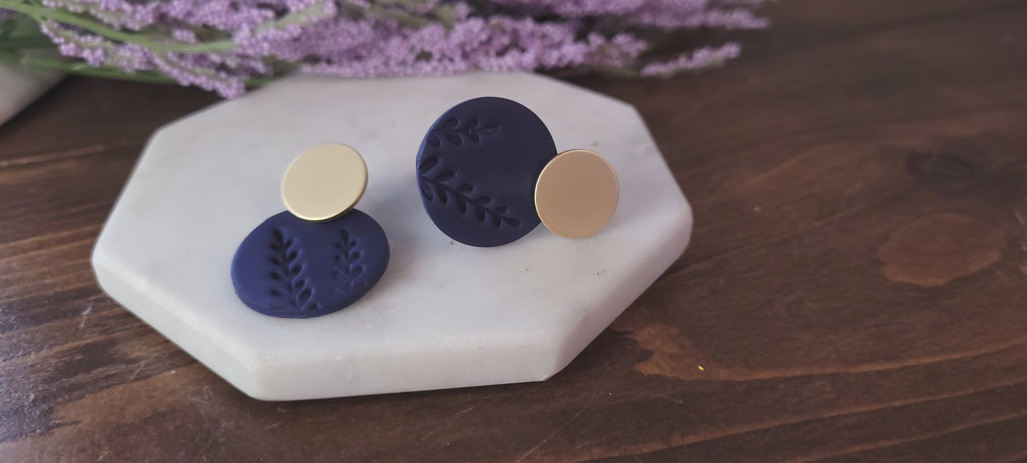 Circle Dangle with Fern Embossing- 18k Gold Plated