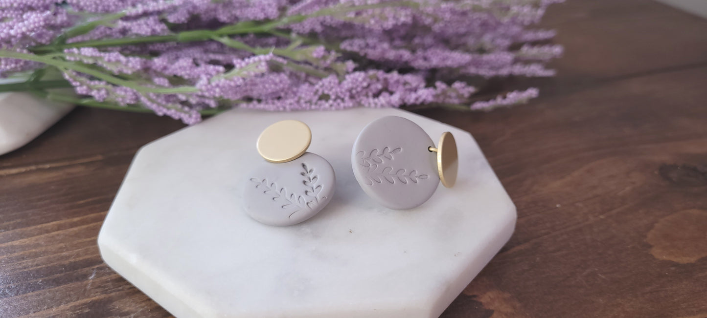 Circle Dangle with Fern Embossing- 18k Gold Plated