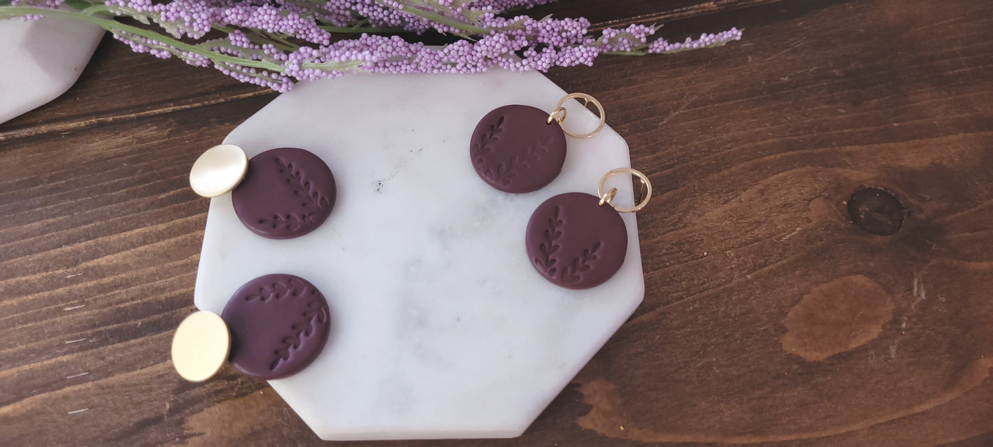 Circle Dangle with Fern Embossing- 18k Gold Plated