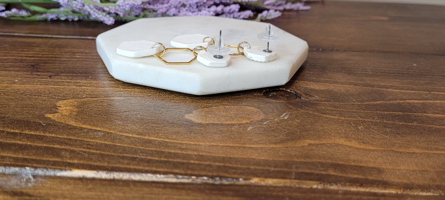 Lined Hexagon Dangles-Surgical steel post