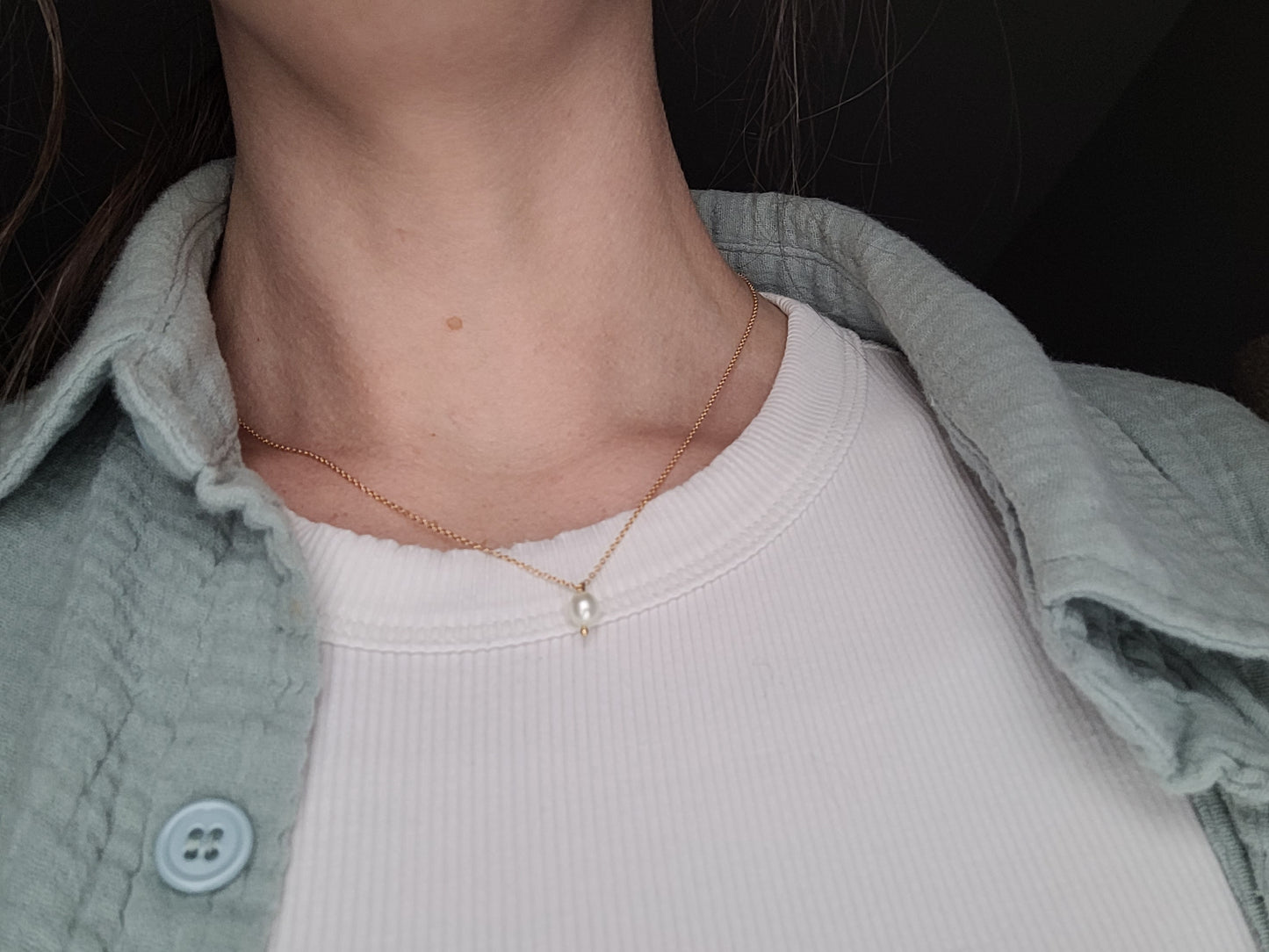 Minimalist Gold-filled Pearl Necklace
